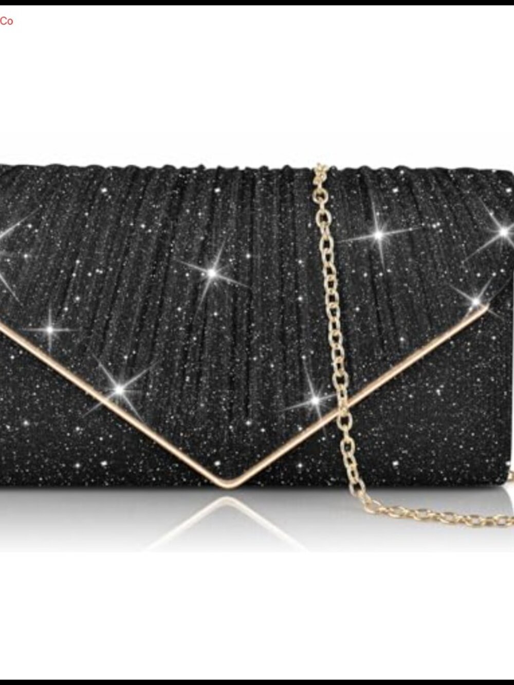 Shiny Sequin Envelope Clutch Evening Bag with Detachable Chain
